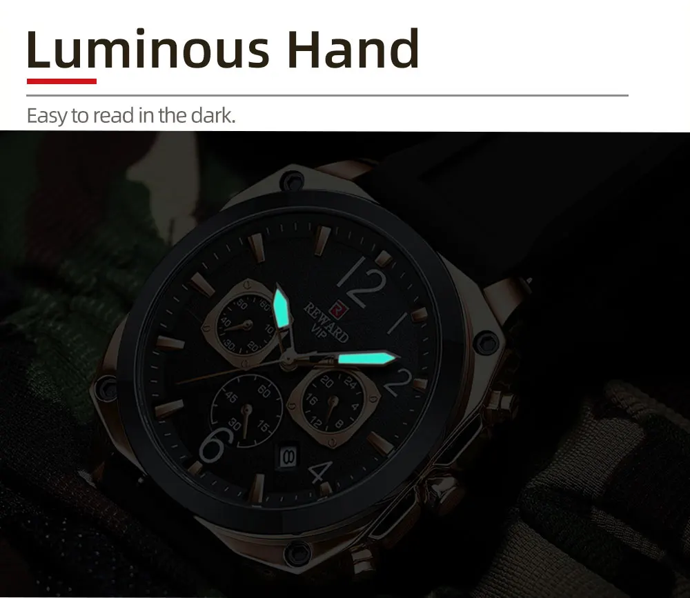 2022 New REWARD Mens Watches Top Luxury Brand Chronograph Waterproof Military Men Quartz Sport Wristwatch+Box Relogio Masculino