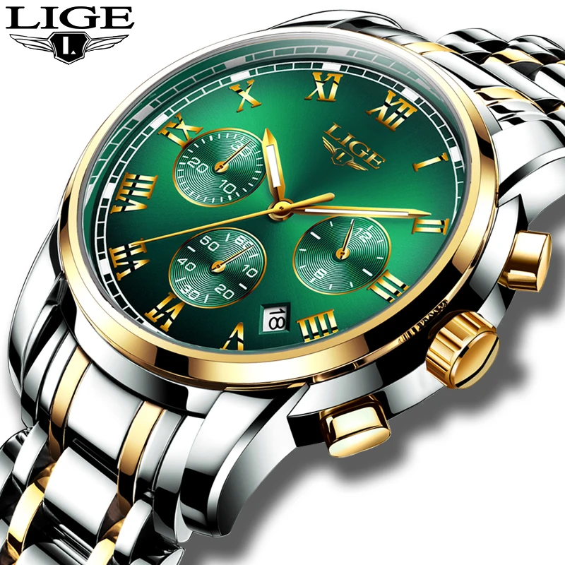 Relojes Hombre LIGE новые часы мужские роскошные Брендовые спортивные часы с хронографом водонепроницаемые кварцевые мужские часы из нержавеющей стали