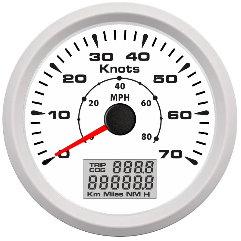 White 70Knots 85 мм gps датчик скорости 35 узлов 40 MPH скорость одометры с 7 цветов подсветка 12 в 24 В для автомобиля Грузовик Мотоцикл - Цвет: White 70Knots