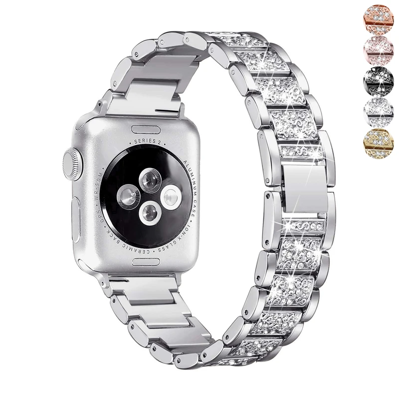 Браслет звеньевой для Apple watch band 42 мм 38 браслет из нержавеющей стали со стразами