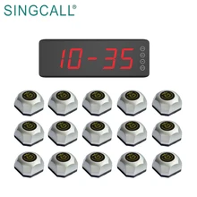 Беспроводная система вызова SINGCALL для ресторанов, отелей, супермаркетов, 1 экран, фиксированный приемник и 15 настольных кнопок