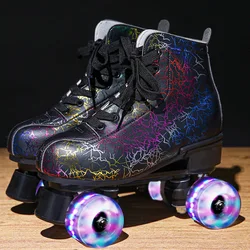 Double Row Skate Shoes Kids Lighted New Style Personalized Beginner Roller Skating Patines De 4 Ruedas 4-wheel Skates KC50LH