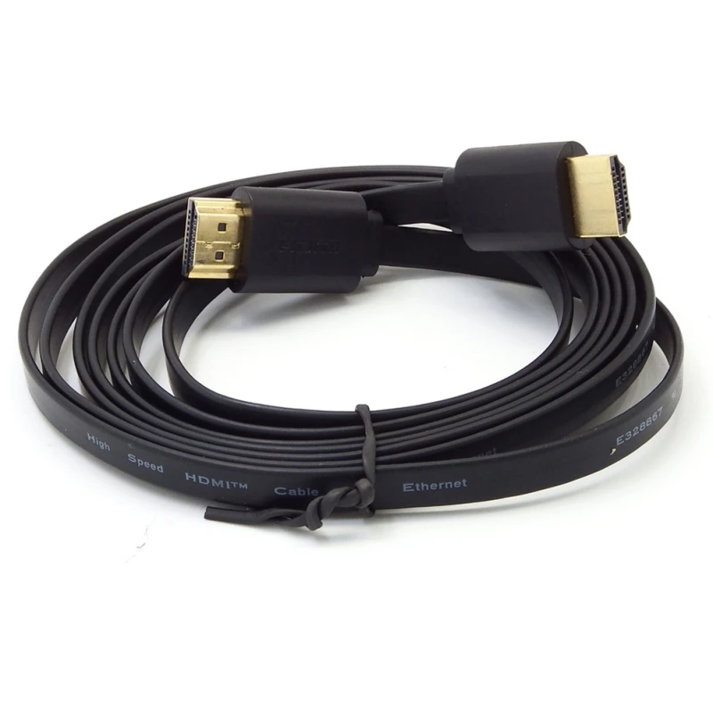 1,5 м кабель для HDMI плоский плетеный экранирующий позолоченный шнур для X-Box DVD плеера HDTV проектора - Цвет: Черный