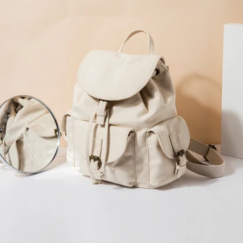 

Canvas Japanese wild student schoolbag sweet cute simple ins beam mouth drawstring shoulder bag female
