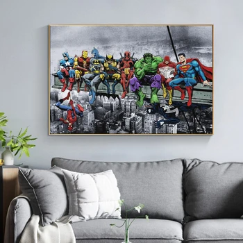 

Superheros Portrait Art Prints and Posters Cartoon Movie Star Pictures wall art Canvas Painting for Kids Room Home Wall Decor