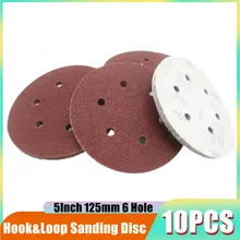 Disques abrasifs, 5 pouces, 125mm, grain 40 – 800, 6 trous, 10 pièces