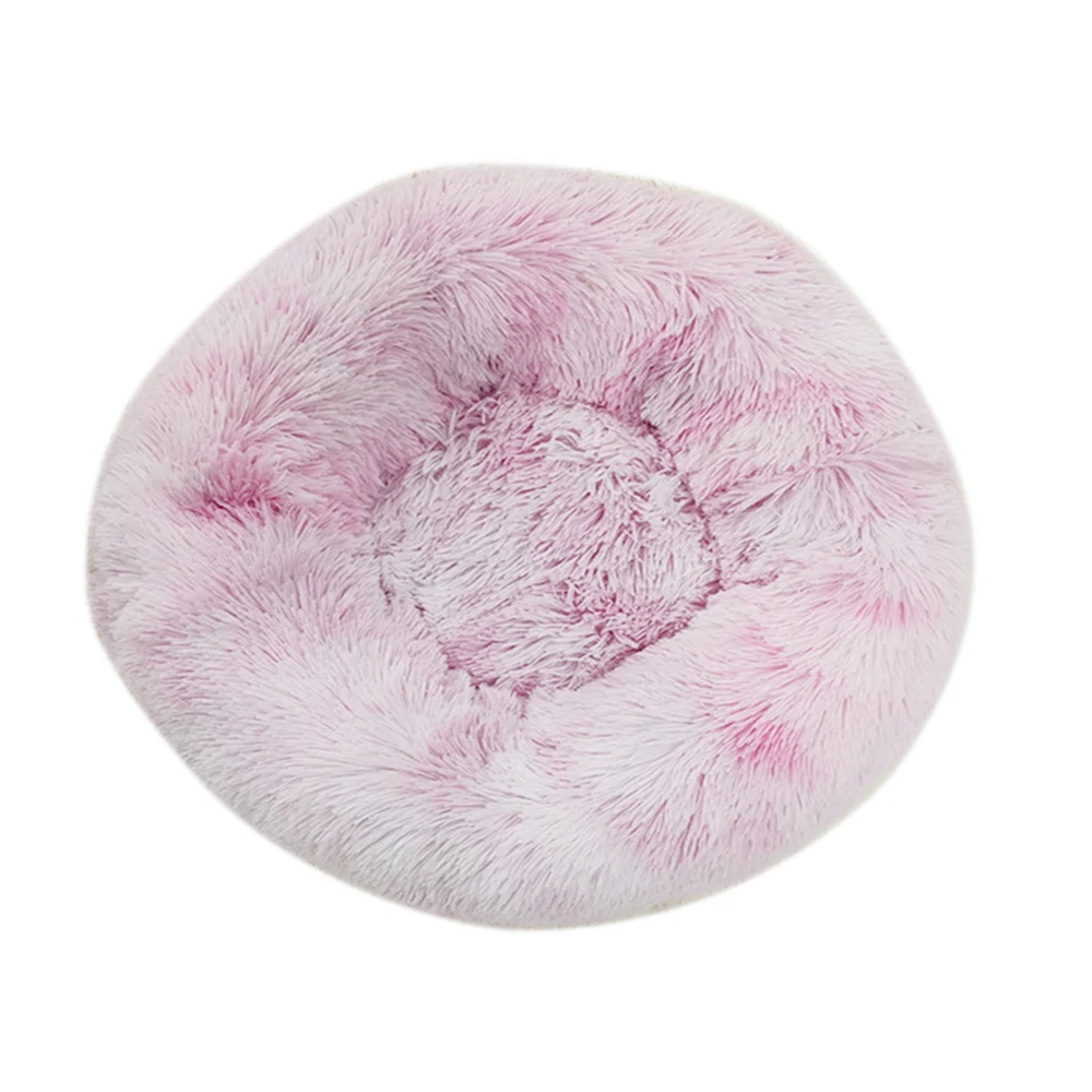 Long Plush Cats Sleeping Bed House Round Pet Dogs Kennel Cats Bed Soft Winter Warm Sofa Basket for Large Medium Small Dog Cat - Цвет: B