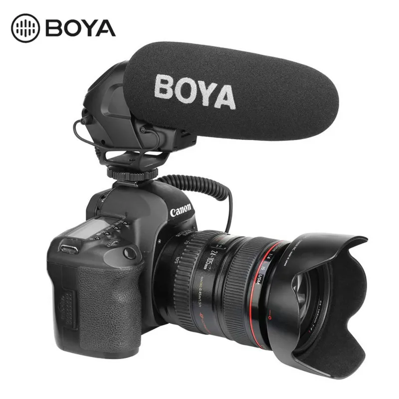 Микрофон BOYA для камер Canon Nikon Sony DSLR видеокамеры интервью с микрофоном