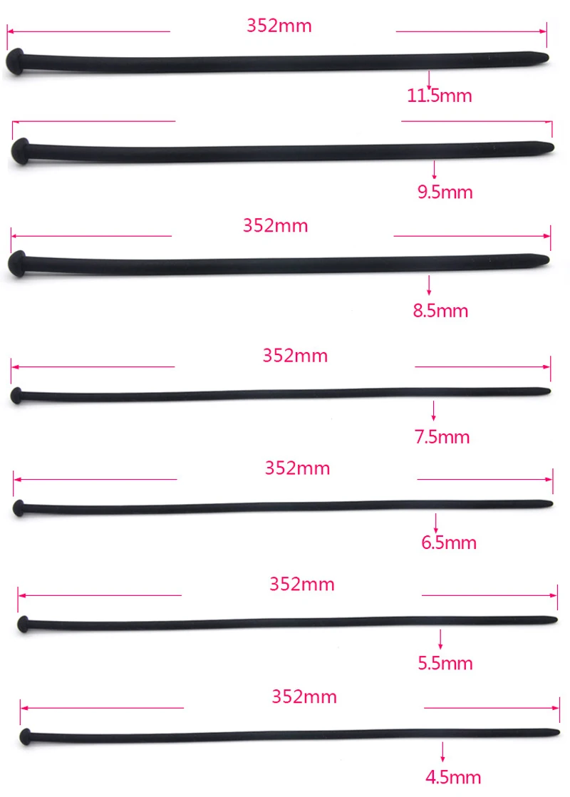 7pcs/lot Long Silicone Penis Plug Uretral Dilation Stimulator Sounding Urethra Sound Catheter Stretching Device Men BDSM Sex Toy