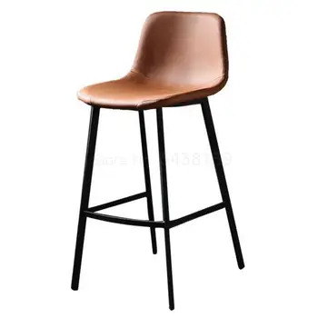 

Nordic home bar chair backrest bar stool ins net red modern simple iron bar chair light luxury high stool