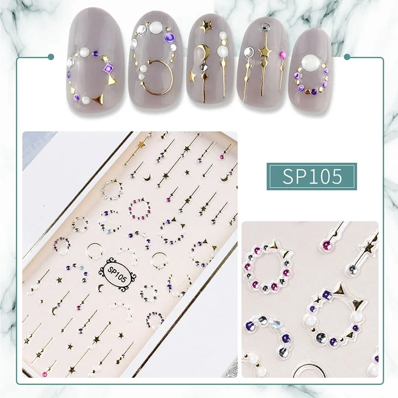 Новейшая стикеры 3D на ногти Nail Art Переводные картинки голографические золотые металлические переводные наклейки Единорог Лаванда Цветок пони крест - Цвет: 105