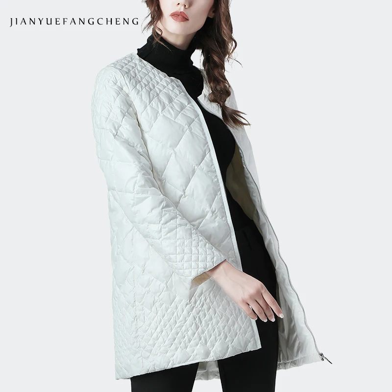 Модный женский длинный пуховик, зимнее пальто, теплый утолщенный пуховик на белом утином пуху размера плюс, верхняя одежда, женские повседневные пуховики - Цвет: White