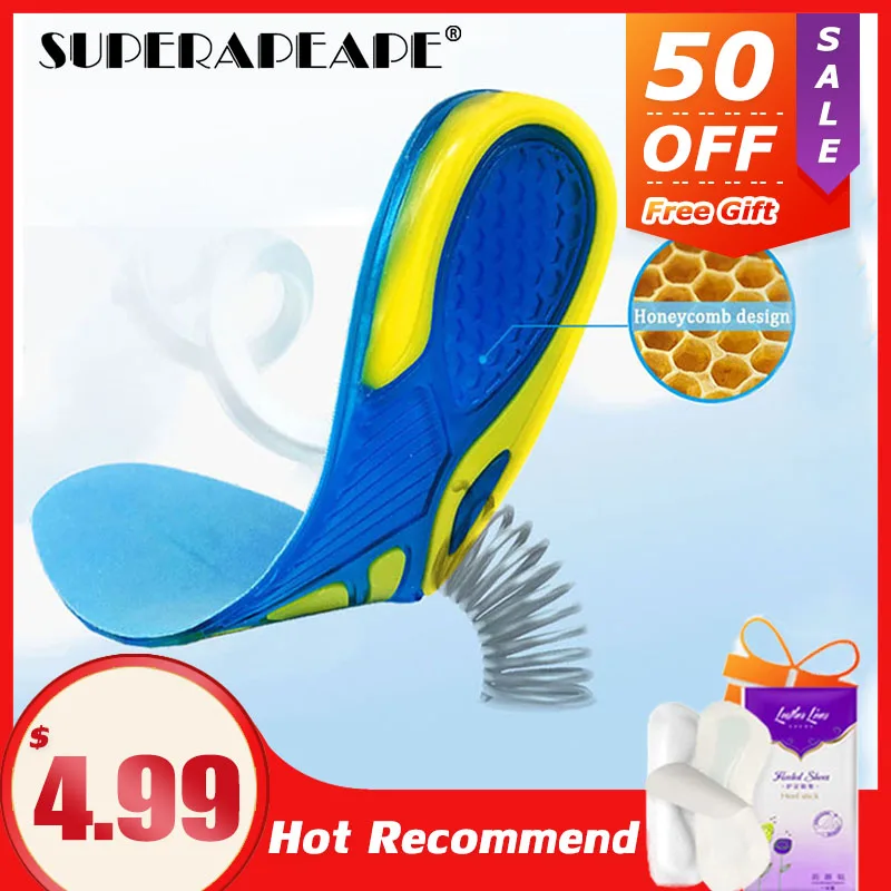 Silicone Gel Insoles Foot Care for Plantar Fasciitis orthopedic Massaging Shoe Insert Shock Absorption Heel Spur sneakers Unisex