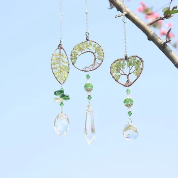 Hanging Crystal Sun Light Catcher Crystal Windchimes Prism Ball Pendant Wind Chimes Window Hanging Ornament Craft Outdoor Decor 3