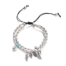 Европейский и американский модный ножной браслет на День Матери перо ретро модный простой ножной браслет