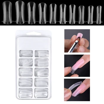 

100pcs Transparent False Nail Tips Include 10 Kinds Size Fake Nail Model Tips Reusable Fast Extension Manicure Tool Crystal Nail