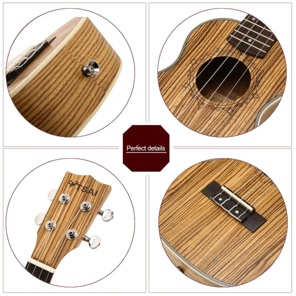 Зебра укулеле мини гитара Ukelele Uke 4 струны палисандровый гриф гитары струнные Музыкальные инструменты 21 дюймов/23 дюйма/26 дюймов