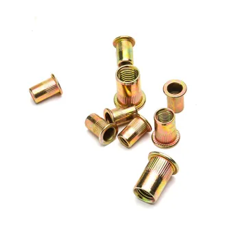 

100pcs Zinc Plated Carbon/steel Flat Head Rivet Nuts Set M6 M8 DIY Hardware Nuts Threaded Insert Furniture Fasteners Accessories