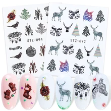 1 шт снежинок лося стикеры изображений на ногти Рождество дизайн ногтей украшения воды слайдер наклейки год дизайн SASTZ892-905-2