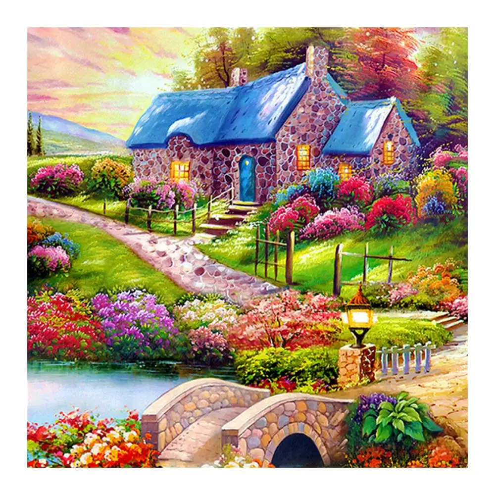 

Rural scenery Diamond Painting Garden House Round Full Drill Scenic Nouveaute DIY Mosaic Embroidery 5D Cross Stitch home decor