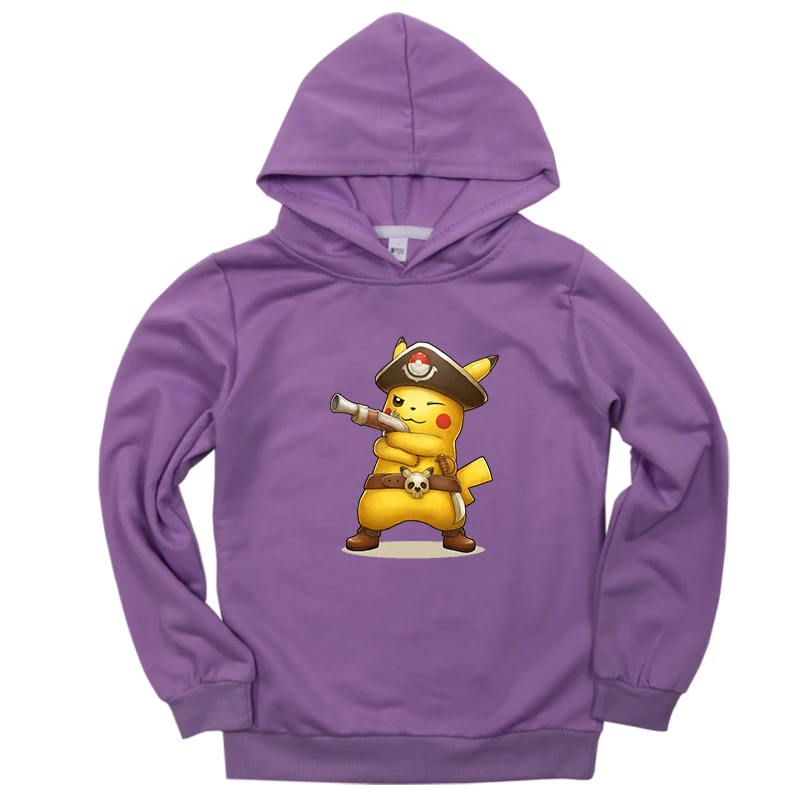Hoodies 8 Новейшие толстовки с покемонами для маленьких мальчиков и девочек; свитер с принтом Пикачу; хлопковый повседневный спортивный свитер для подростков; сезон весна-осень - Цвет: Hoodies 8