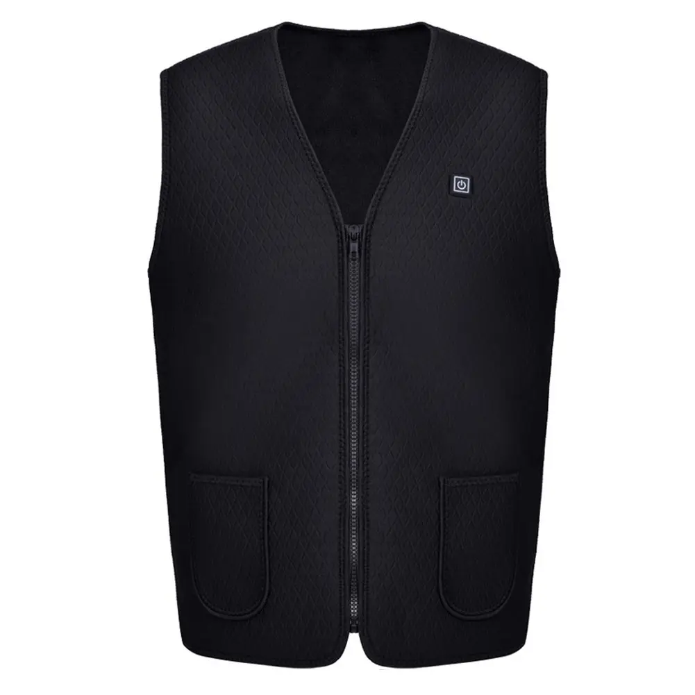 Для мужчин и женщин Регулируемая температура USB куртка жилет электрическое Отопление Теплый энергосберегающий пальто на молнии - Цвет: Black XXXL
