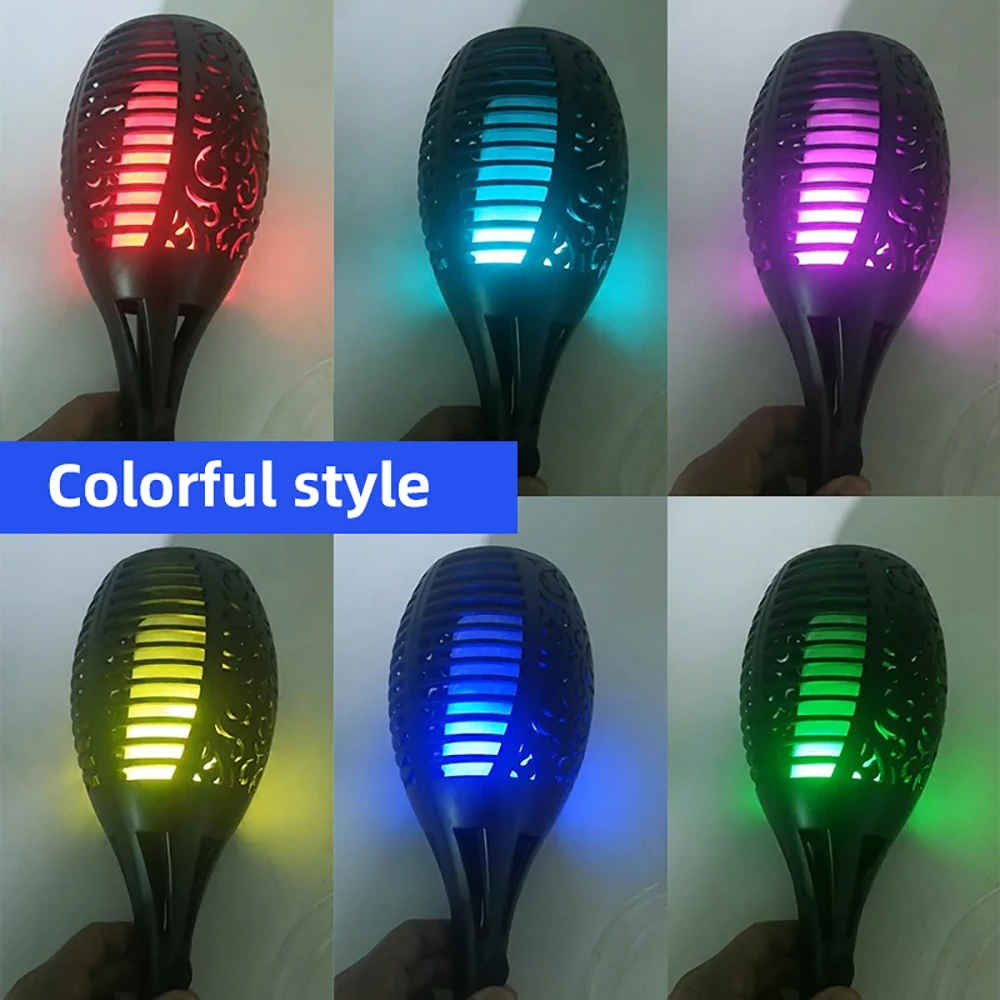 1/2/3/4 Pcs Colorful Solar Powered Dancing Flame Torch Lights IP65 Waterproof Light Fence Outdoor Garden Sensing Solar Lights