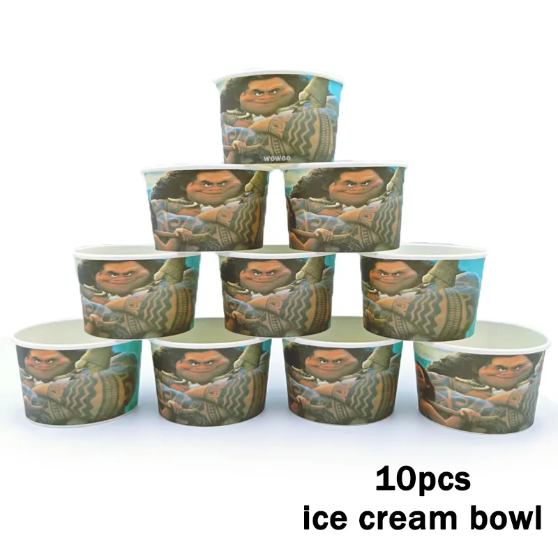 10Ice Cream Cup 6 шт. Мультяшные Моана, принадлежности для тематической вечеринки, бумажные шапки, шапки для детского душа, детские праздничные украшения, праздничные вечерние сувениры - Цвет: 10Ice Cream Cup