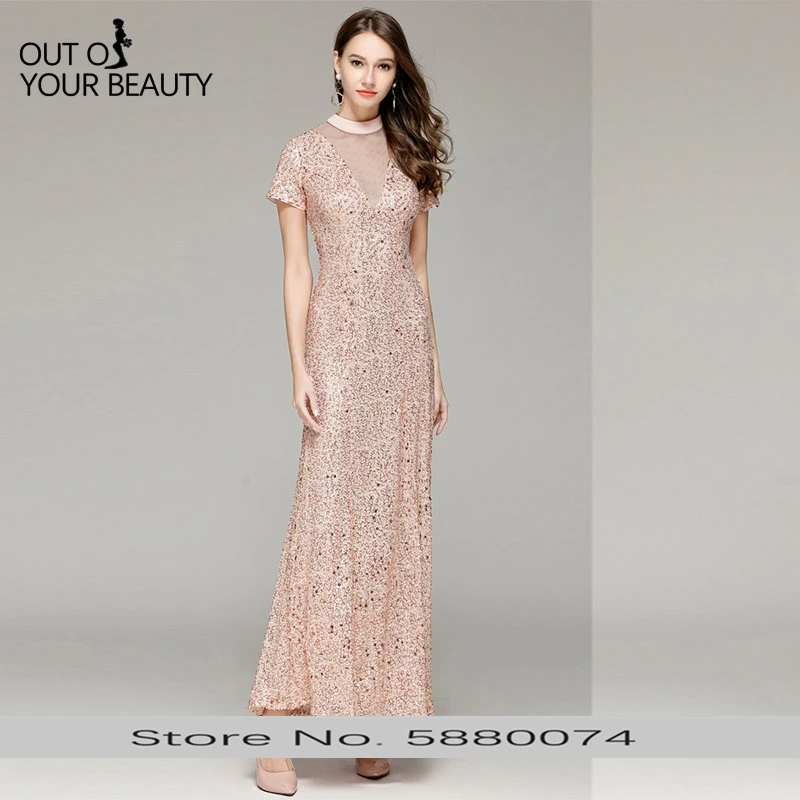 

2020 New High-end Elegant Evening Dress Blue Sequins Spaghetti Straps Applique Back Straps Banquet Long Sexy Chiffon