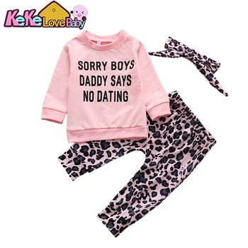 

Baby Girl Clothes Newborn Fashion Long Sleeve T-shirt Leopard Pants Headband 3pcs for Girls Outfit Infant Clothing Sets Cotton