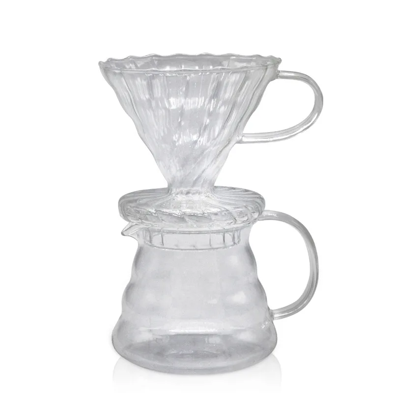 Koop 600ML Glas Koffie Druppelaar en Pot Set voor Japness stijl V60 Glas Koffie Filter Herbruikbare Koffie Filters