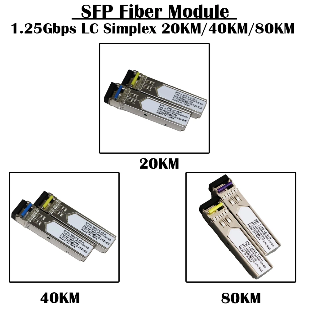 1 25 Гбит/с LC коннектор SFP модуль 20 км/40 км 1310/1550 км/80 1490/1550 DDM BIDI SM Simplex FTTH Etthernet