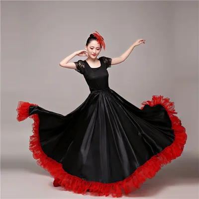 FEECOLOR Half Skirt Spanish Bullfight Dance Skirt Belly Dance Skirt Swing Dress Opening Dance Flamenco Costume