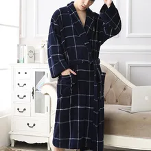 Утолщенный купальный халат в клетку мужской лоскутный отложной воротник длинный рукав длинный банный халат мужской s мягкая ночная рубашка Пижама Халат пеньюар мужской