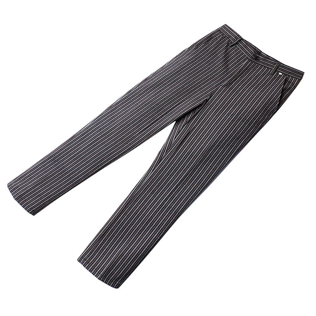 Mens Womens Chef Uniforms Baggy Pants Trousers 2 Pockets Restaurant Kitchen Uniform Cook Trousers Elastic Waist M-4XLStripe
