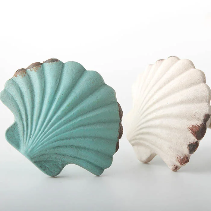 

Classic Vintage Handle Mediterranean Shell Shaped Single Hole Handle and Knob Mediterranean Style Furniture Door Handle and Knob
