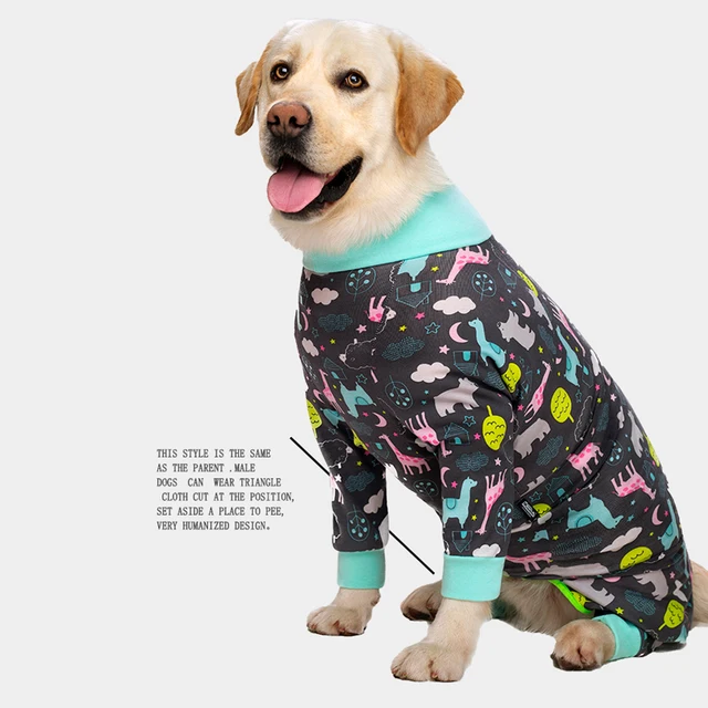 UOSIA Pijama macio para cães Onesie macacão evitar lamber cães derramamento  terno cobertura de barriga cheia manga longa roupas para cães de tamanho  médio