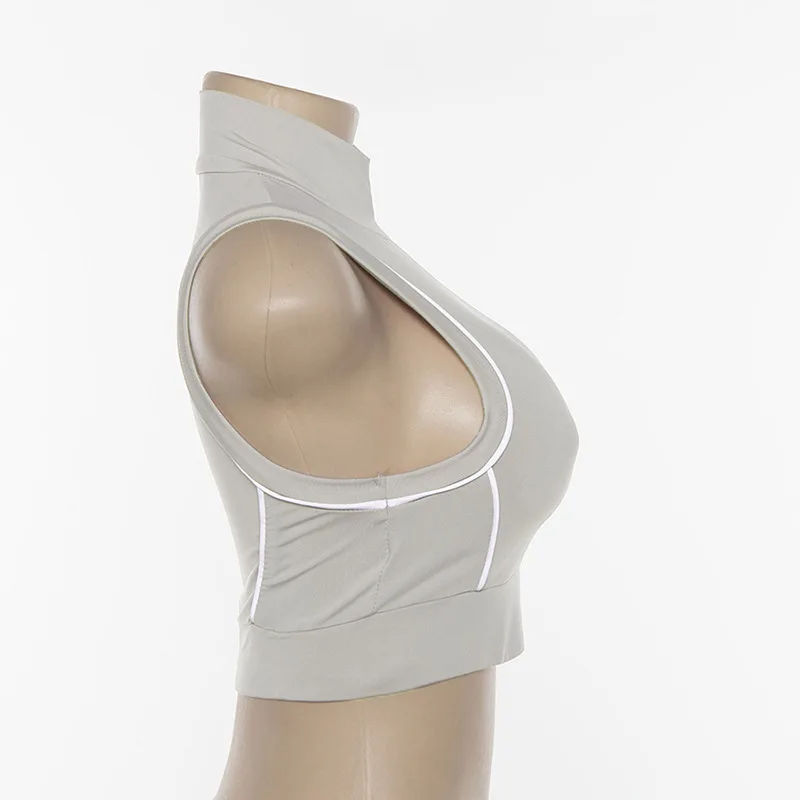 Fall New Women's Fashion Reflective Bar Stitching Body-building vest vest shirts