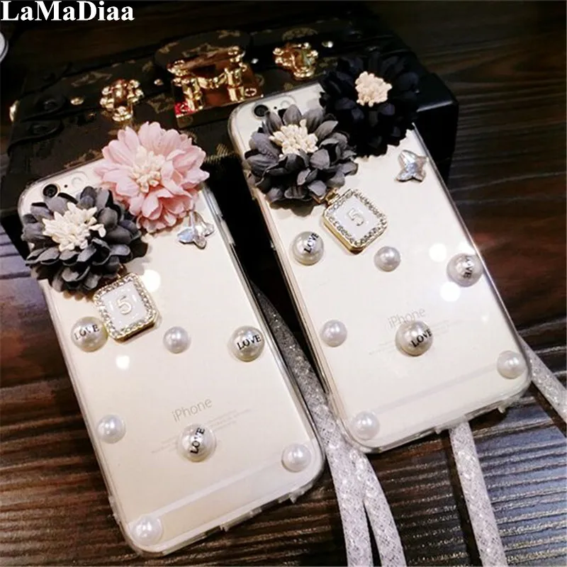 

3D Luxury Bling Diamond Pearl Cloth Flowers Glitter Phone Case Cover For Huawei P8 P9 P10 P20 P30 PLUS LiTE Mate 10 20 Pro Lite