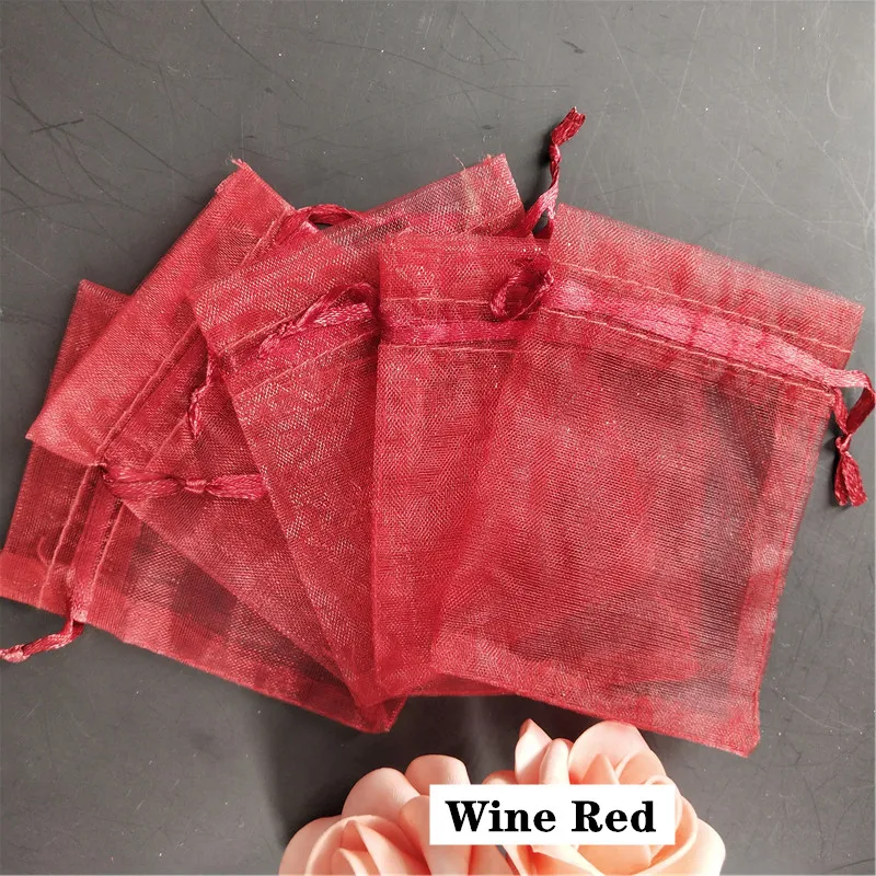wine red 50 шт., 10x15 см, жемчужная форма, Подарочная сумка для конфет, Смешанная упаковка ювелирных изделий, прозрачная сумка, свадебные подарки, сумка 5zSH314 - Цвет: wine red