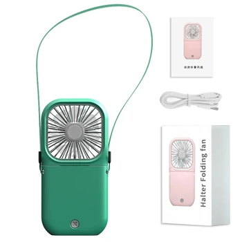 

Portable Fan Mini Necklace Fan USB Rechargeable Handheld Fan Foldable Personal Cooling Fan Air Cooler 3 Speeds Setting
