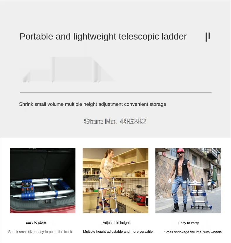 3.25m, portátil, escada telescópica doméstica