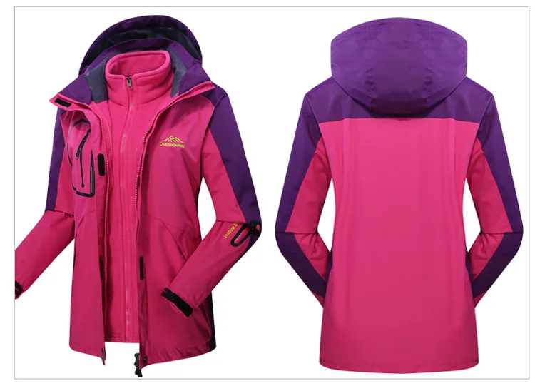 Открытый зимний Couple'S три в одном плащ куртка комплект из двух предметов Мужская и женская плюс бархатная Теплая Лыжная альпинистская куртка