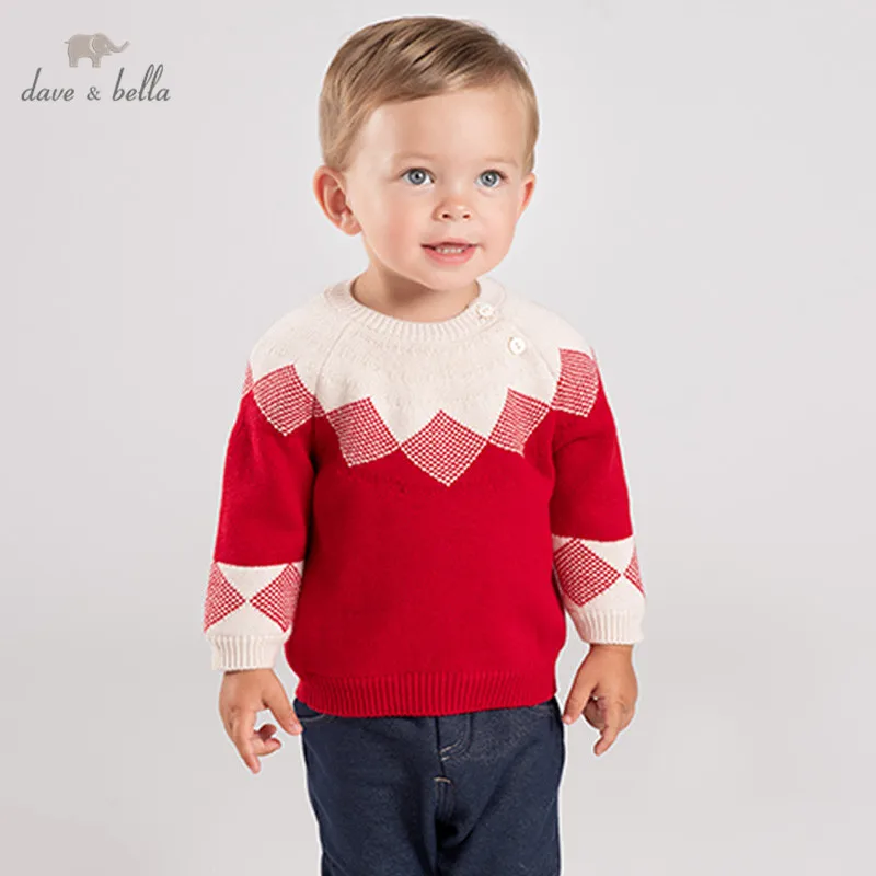 DBM11521-1 dave bella winter knitted sweater infant unisex baby long sleeve pullover kids toddler tops children |