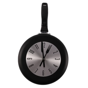 

Creative Wall Clock Metal Frying Pan Design 8 Inch Clocks Kitchen Decoration Novelty Art Horloge,Red