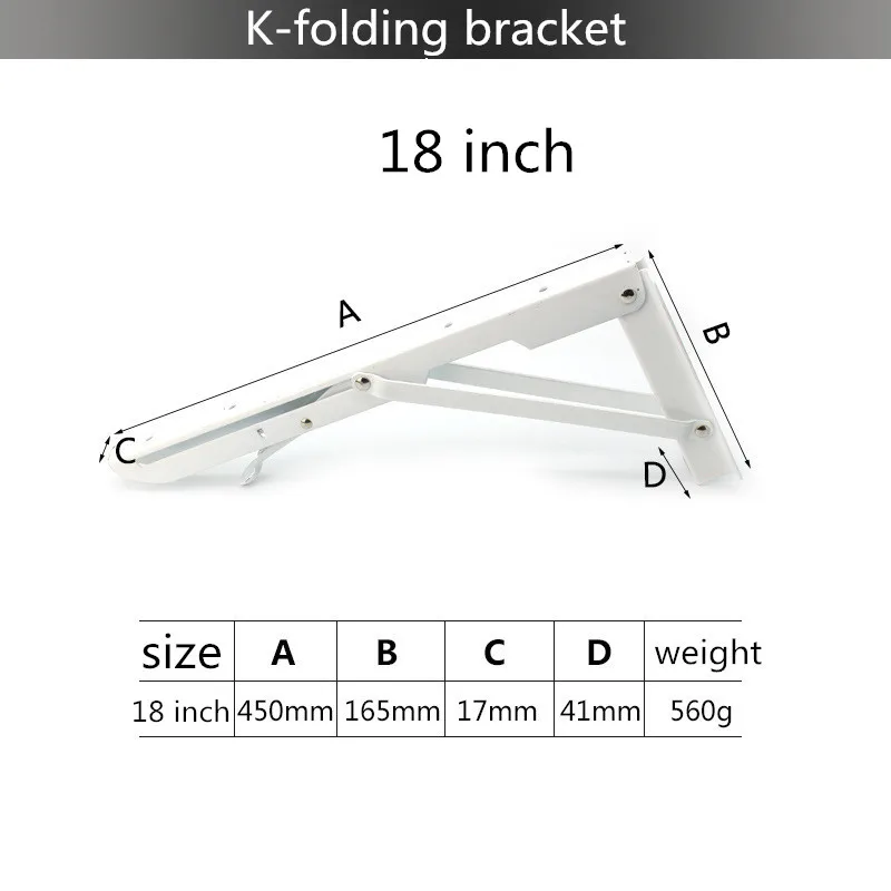 K 18 inch KK& FING, 2 шт./набор, белый треугольник, складной угловой кронштейн, регулируемый, настенный, Прочный подшипник, полка, кронштейн, мебельная фурнитура - Цвет: K 18 inch