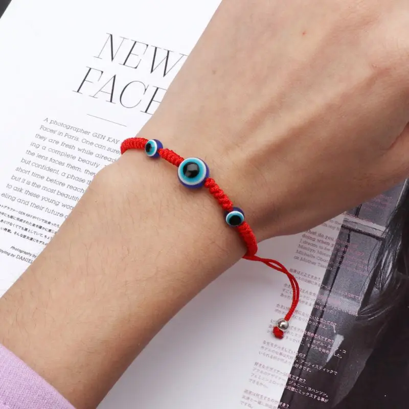 Турецкий Дурной глаз защита Kabbalah красные нитяные браслеты Фатима ручная