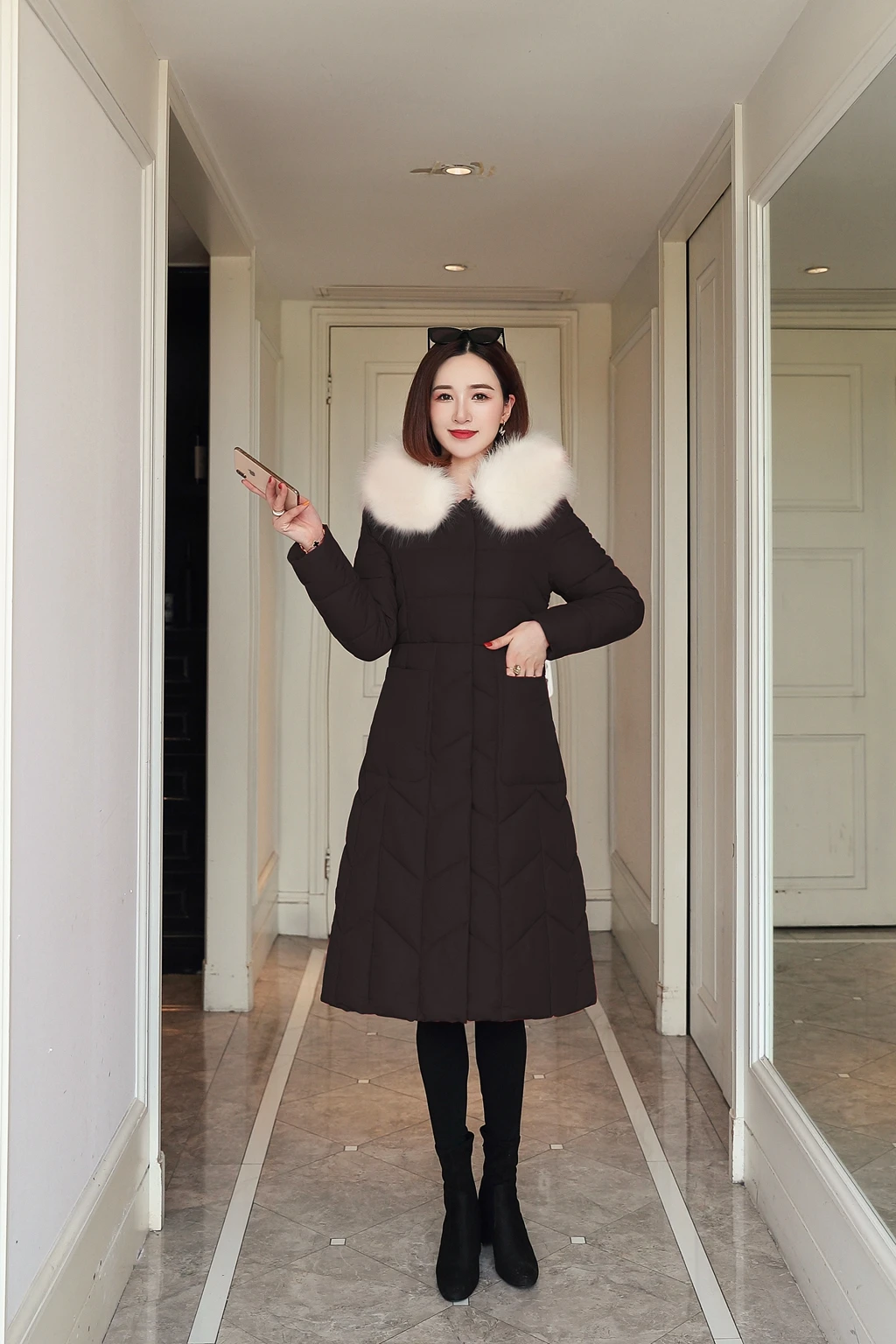 Fur Collar Slim Women Winter Jacket Cotton Padded Warm Thicken Ladies Coat Long Coats Parka Womens Jackets