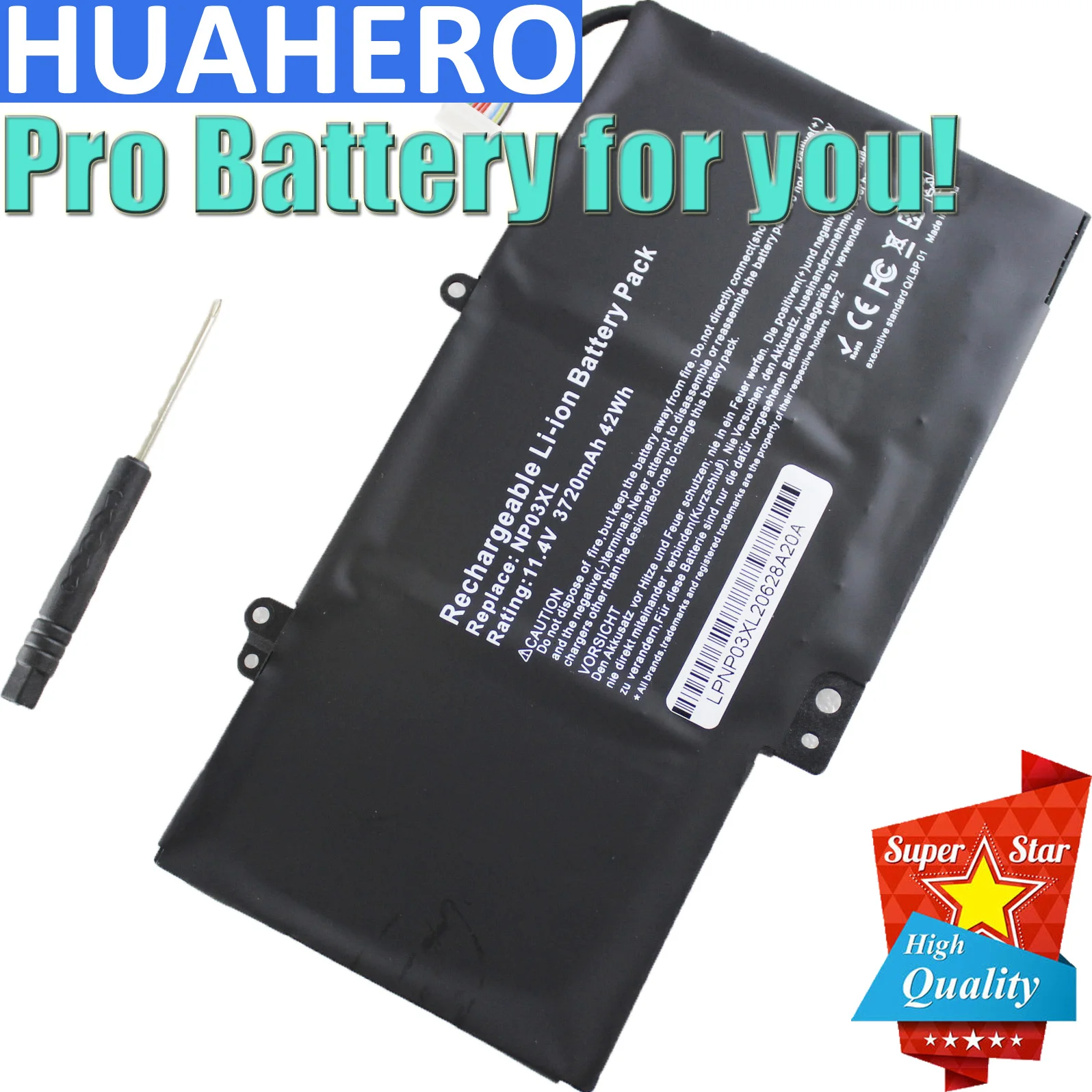 

HUAHERO NP03XL Laptop Battery for HP Pavilion X360 13-A010DX TPN-Q146 Q147 TPN-Q148 HSTNN-LB6L 760944-421 ENVY x360 15-U010DX PC