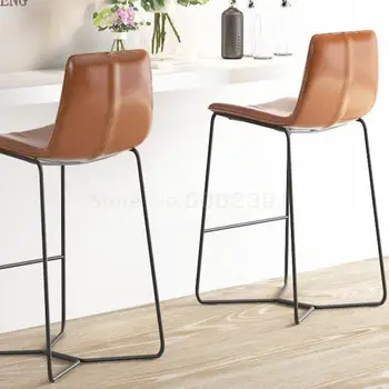

Nordic Tieyi Bar Chair Bar Ktv Office Front Desk Special Chair Creative High-legged Bar Chair Simple Leather Art Bar Chair